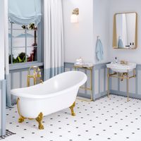 Ванна EDELWEISS 170 см из литьевого мрамора NOVA GEL с золотыми ножками/ Aqua de Marco 1170WGEDE_GEL — фото 2, Ванны