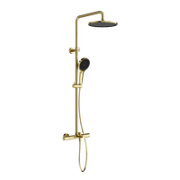 Душевая стойка с термостатом и изливом SANCOS Etna, брашированное золото, PVD покрытие, арт. SC9008BG — фото 1, Душевые стойки