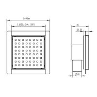 Трап для душа AZARIO 150х150 цельнометаллический, перфорированная решетка, горизонтальный выпуск арт-AZZ1150 — фото 5, Трапы для душа