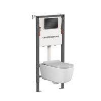 Комплект Подвесной унитаз NEW DAY Rimless + Система инсталляции Balance кнопка Square, черный матовый — фото 1, Комплекты унитаз + инсталляция