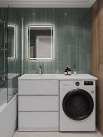 Orange Sistema Тумба напольная с левой раковиной 130 см под стиральную машину, белый арт-ST-70TUW+RAL — фото 11, Тумбы с раковиной