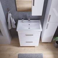 Тумба напольная "НЕО-60 см" с 2-я ящ. белая (ум.Фостер-60) арт-106028 — фото 2, Тумбы под раковину