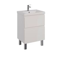 Тумба Lemark VEON 60 см под 1 раковину, подвесная/напольная, 2 ящика, цвет корпуса, фасада: Белый гл арт-LM01V60T — фото 2, Тумбы под раковину