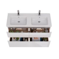 Тумба Lemark BUNO 125 см под 2 раковины, подвесная/напольная, 4 ящика, цвет планки: Серый, цвет корп арт-LM04B125T — фото 2, Тумбы под раковину