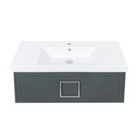 Тумба под раковину подвесная La Fenice Cubo FNC-01-CUB-G-100, серо-зеленая — фото 8, Тумбы под раковину