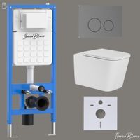 Комплект 3в1 IBERICA BLANCA инсталляция SILENCIO, унитаз TOLEDO ALTO белый, кнопка смыва INOX-О вороненая сталь (IB001.TLA.234.8180) — фото 1, Комплекты унитаз + инсталляция