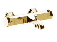 Смеситель для ванны и душа, Cisal, Chérie, тип регулирования воды-термостатический картридж, тип установки-настенный, отверстия для монтажа-2, вынос излива, мм-224, цвет-Gold арт-CET2701024 — фото 1, Смеситель для ванны