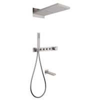 Душевая система ABBER Rund AF8753SP скрытого монтажа с изливом, термостат, сатин — фото 1, Встраиваемые душевые комплекты