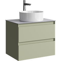 Товар: Подвесная тумба с двумя ящиками 65 см, цвет зеленый шалфей со столешницей серый камень и наставным умывальником арт-GE01652SH+STG662X476GS - фото 5 Подвесная тумба с двумя ящиками 65 см, цвет зеленый шалфей со столешницей серый камень и наставным умывальником арт-GE01652SH+STG662X476GS — фото 5, Тумбы с раковиной