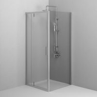 Gem Душевое ограждение квадрат, распашн дверь 90x90, мат хром, стекло прозрачн арт-W90G-404-9090-MT — фото 1, Квадратные душевые уголки