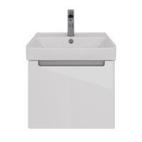 Тумба Lemark BUNO MINI 50 см под 1 раковину, подвесная, 1 ящик, цвет планки: Серый, цвет корпуса, фа арт-LM05BM50T — фото 4, Тумбы под раковину