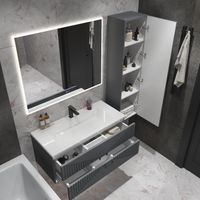 Тумба подвесная "ЛУКСОР-100 см" с 2-я ящ. графит матовая (ум. Блисс-100 см.) 1010059 — фото 4, Комоды и тумбы для ванной комнаты