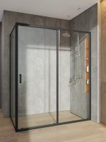 Товар: Orange душевой уголок без поддона с раздвижной дверкой, матовый черный арт-E23-16090TB - фото 2 Orange душевой уголок без поддона с раздвижной дверкой, матовый черный арт-E23-16090TB — фото 2, Прямоугольные душевые уголки