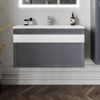 Тумба под раковину подвесная Бриклаер БЕРЛИН оникс серый, 100 см арт-4627125416125 — фото 3, Тумбы с раковиной