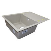 Кухонная мойка AZARIO Tavas 620х480х197 кварцевая, прямоугольная, сифон в комплекте, цвет Песочный арт-CS00097672 — фото 1, Кухонные мойки