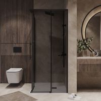 Душевое ограждение Niagara Nova NG-2830-34BLACK (100х100х195) квадрат,черный матовый,двери раздвижные,стекло тонированное,1 место — фото 4, Квадратные душевые уголки