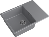 GRANFEST Мойка URBAN 668L 1-чаша+крыло 680*490мм темно-серый арт.GF-UR- 668L темно-серый — фото 1, Кухонные мойки