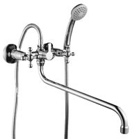 G02 Смеситель для ванны, круг.пов.излив 350мм с держ-м на теле, р/ДВ, хром, ROS, G02-84 — фото 1, Смеситель для ванны