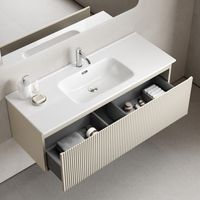 Тумба подвесная SANCOS Snob R 1.0 1195х445х406, c одним ящиком оснащенным доводчиками, Beige Soft , арт. арт-SNR1.0120CE — фото 4, Тумбы под раковину