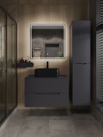 Orange Line Li-80TugMDF+B02-460MB тумба с раковиной подвесная 80 см, графит/черный Li-80TugMDF+B02-460MB — фото 5, Тумбы с раковиной