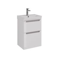 Тумба Lemark BUNO 50 см под 1 раковину, подвесная/напольная, 2 ящика, цвет планки: Серый, цвет корпу арт-LM04B50T — фото 6, Тумбы под раковину