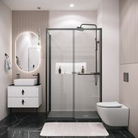 Боковая стенка Grossman Style 200.K33.05.100.21.00 (100х195) черный матовый,стекло прозрачное, 1 место — фото 2, Боковые стенки