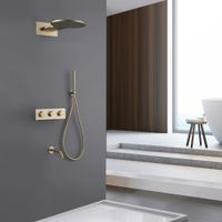 Душевая система ABBER Wasser Kreis скрытого монтажа с изливом, термостат, золото матовое арт-AF8150G — фото 2, Встраиваемые душевые комплекты