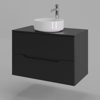 Orange Line тумба с раковиной подвесная 80 см, черный/белый арт-Li-80TubMDF+B09-360W — фото 1, Тумбы с раковиной