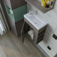 Тумба под раковину подвесная Бриклаер КРИСТАЛЛ ясень анкор темный/графит, 40 см 4627125416682 — фото 7, Тумбы с раковиной