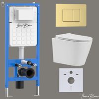 Комплект 3в1 IBERICA BLANCA инсталляция SILENCIO, унитаз BURGOS ALTO белый, кнопка смыва INOX-C золото матовое (IB001.BRA.234.1150) — фото 1, Комплекты унитаз + инсталляция