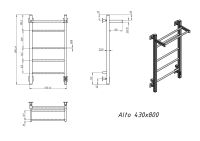 Полотенцесушитель электрический Grota Alto 430х800 белый Alto 430х800 RAL9016 EL — фото 1, Электрические полотенцесушители