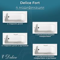 Ванна чугунная Delice Fort 200х85 с отверстиями под ручки и антискользящим покрытием DLR230622R-AS — фото 8, Чугунные ванны