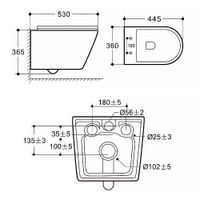 Унитаз подвесной Azario NOVE 360х530х365 безободковый, система смыва "Торнадо", быстросъемное сиденье микролифт арт-AZ-9312T — фото 15, Подвесные унитазы