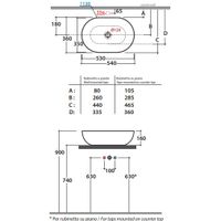 Раковина GLOBO T-EDGE на столешницу без отверстий цвет белый B6O54BI — фото 3, Раковины накладные