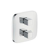 Вентиль, Hansgrohe, PuraVida, тип вентиля-запорный/переключающий, тип установки-настенный встраиваемый, внутренняя часть-необходимо заказать, цвет-хром, комплект поставки: рукоятки, гильза, розетка, функциональный блок арт-15777000 — фото 1, Комплектующие для душевого оборудования