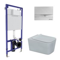 Комплект BERGES для монтажа подвесного унитаза: инсталляция NOVUM525, кнопка F3 хром глянец, унитаз FLOE Rimless, сиденье дюропласт Floe Slim SO, микролифт, быстросъем арт-43223 — фото 8, Комплекты унитаз + инсталляция