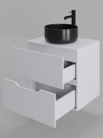 Orange Line Li-60TuwMDF+B07-345B тумба с раковиной подвесная 60 см, белый/черный Li-60TuwMDF+B07-345B — фото 3, Тумбы с раковиной
