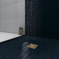 Трап BERGES водосток ZENTRUM Norma 150х150, золото глянец, выпуск D50 H65 боковой арт-092363 — фото 1, Трапы для душа