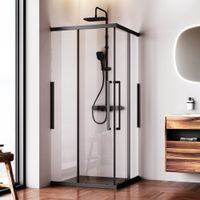 W84G-403-9090-BT Душевое ограждение Func Square Slide 90х90, черный, прозрачное — фото 7, Душевые кабины и ограждения