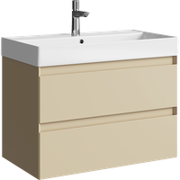 Подвесная тумба с двумя ящиками 81 см, цвет морская дюна с умывальником GE01082MD — фото 3, Тумбы с раковиной