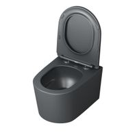 Унитаз подвесной Grossman (520х360х365) безободковый,смыв торнадо,серый матовый с тонкой крышкой,микролифт,1 место арт-GR-4499GMSQ — фото 2, Подвесные унитазы