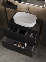 Orange Line Li-80TubMDF+B07-540W тумба с раковиной подвесная 80 см, черный/белый Li-80TubMDF+B07-540W — фото 4, Тумбы с раковиной