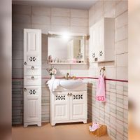 Зеркало с балюстрадой Бриклаер КАНТРИ 85, бежевый дуб прованс — фото 4, Зеркала в ванную комнату