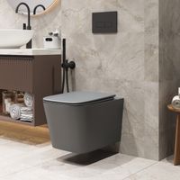 Унитаз подвесной Grossman (485х340х290) безободковый,смыв торнадо,серый матовый с тонкой крышкой,микролифт,1 место арт-GR-4404GMSQ — фото 8, Подвесные унитазы