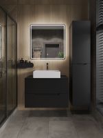 Orange Line тумба с раковиной подвесная 80 см, черный/белый арт-Li-80TubMDF+B04-500W — фото 5, Тумбы с раковиной