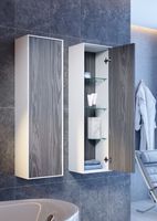 Подвесной универсальный левый/правый пенал с одной дверью в цвете белый глянец. арт-GEN0535W — фото 2, Пеналы для ванной комнаты