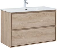 Тумба под раковину Aquanet Милан 100 дуб светлый 00336385 — фото 1, Тумбы под раковину