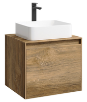 Подвесная тумба 60 см с двумя ящиками: основной и внутренний, скрытый за фасадом. Цвет дуб балтийский; с умывальником арт-MOB0106DB+MOB0706DB — фото 6, Тумбы с раковиной