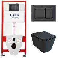 КОМПЛЕКТ TECE + beWash: 9400414 Инсталляция для подвесного унитаза TECE + Kraft Унитаз подвесной безободковый с сиденьем микролифт чёрный матовый BKWHR105510 арт-TC414105510 — фото 2, Комплекты унитаз + инсталляция