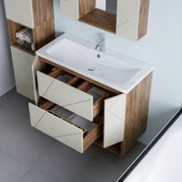 Товар: Тумба с раковиной и нишей Бриклаер КРИСТАЛЛ 100L, латте/дуб крафт табачный - фото 9 Тумба с раковиной и нишей Бриклаер КРИСТАЛЛ 100L, латте/дуб крафт табачный — фото 9, Тумбы с раковиной